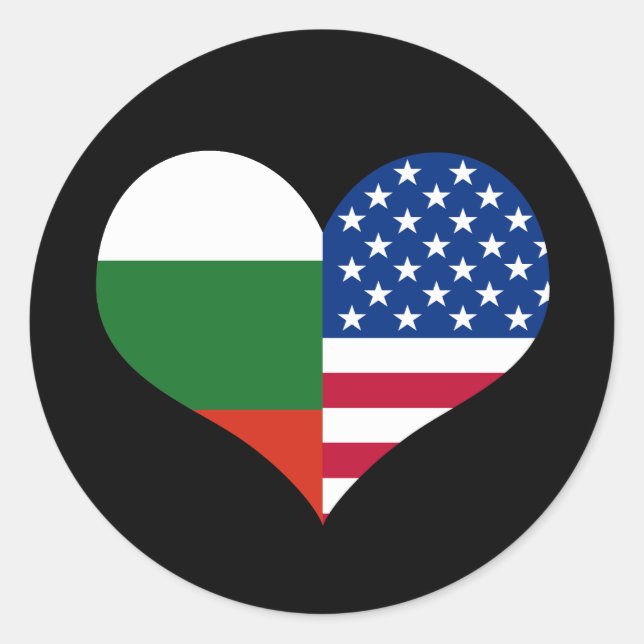 Sticker Rond Love American/USA et drapeau bulgare (Devant)