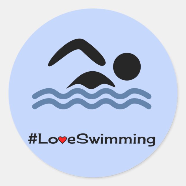 Sticker Rond Love baignade légende bleue (Devant)