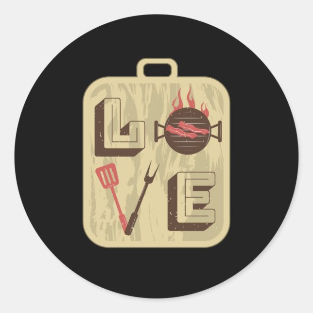 Sticker Rond Love BBQ (Devant)