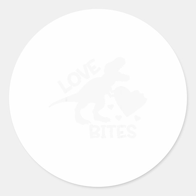 Sticker Rond Love Bites Funny T Rex Saint-Valentin Dinosaure Ro (Devant)