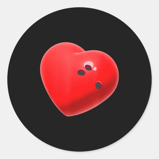 Sticker Rond Love Bowling Ball Hearts Bowling Lover Valentine's (Devant)