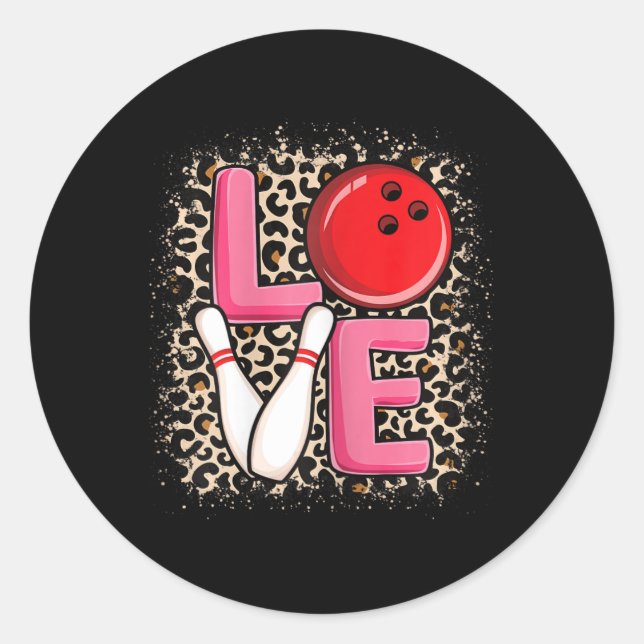 Sticker Rond Love Bowling Cute Bowling Femmes Bowler (Devant)