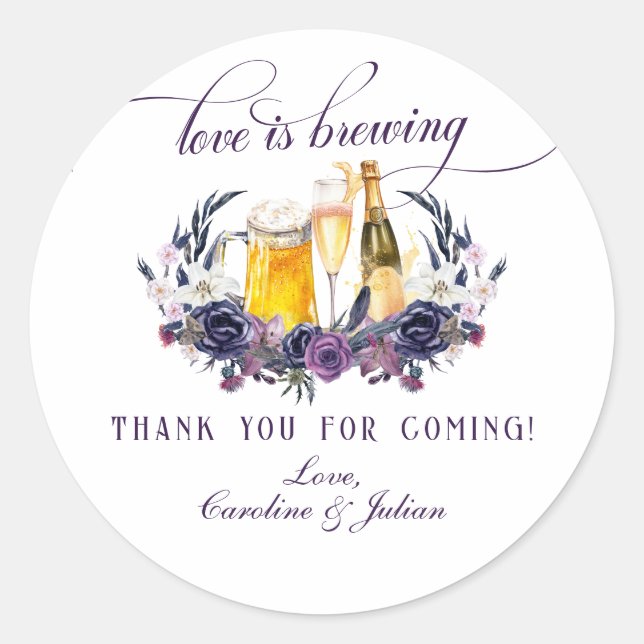Sticker Rond Love Brewing Gothic Bubbles Brews Couples Douche (Devant)