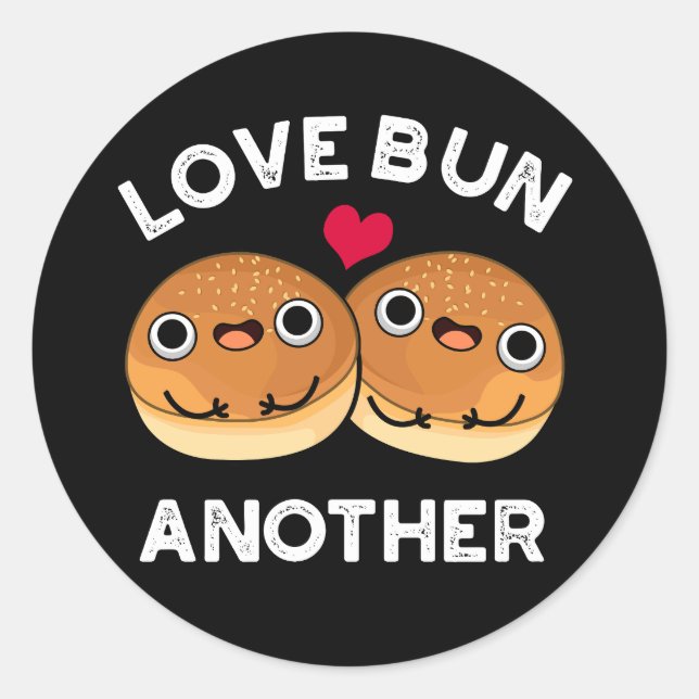Sticker Rond Love Bun autre amusant jeu de nourriture Dark BG (Devant)
