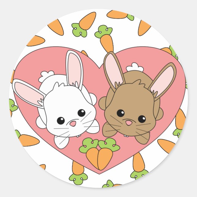 Sticker Rond Love Bunnies (Devant)