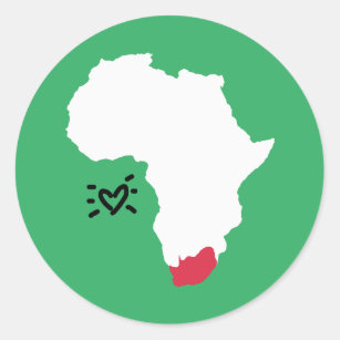 Sticker Rond Love carte de l'afrique du sud avec coeur