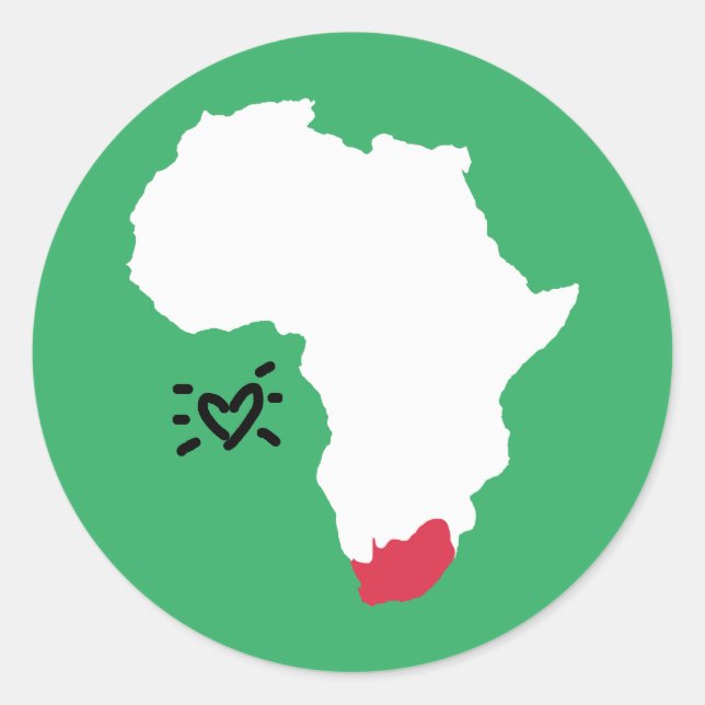 Sticker Rond Love carte de l'afrique du sud avec coeur (Devant)