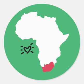 Sticker Rond Love carte de l'afrique du sud avec coeur