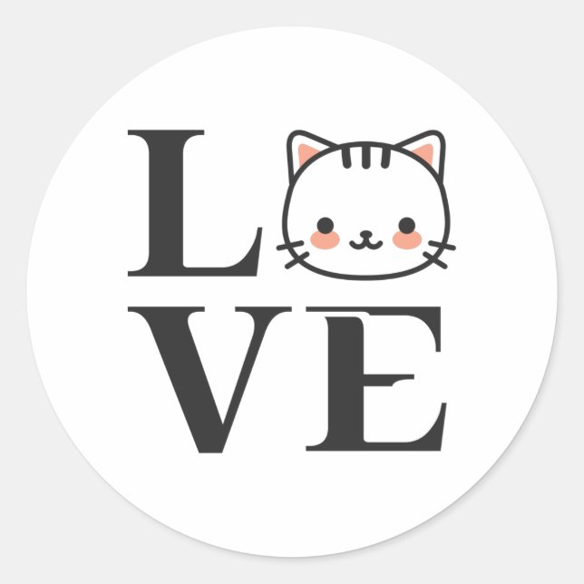 Sticker Rond Love Cats (Devant)