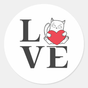 Sticker Rond Love Cats