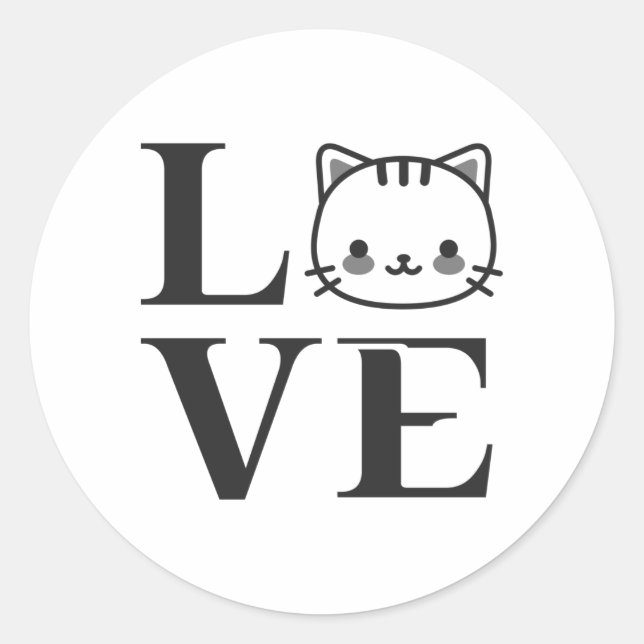 Sticker Rond Love Cats (Devant)