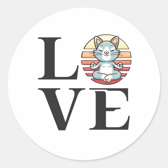 Sticker Rond Love cats and meditation (Devant)