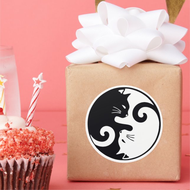 Sticker Rond Love Cats Ying Yang (Fête)