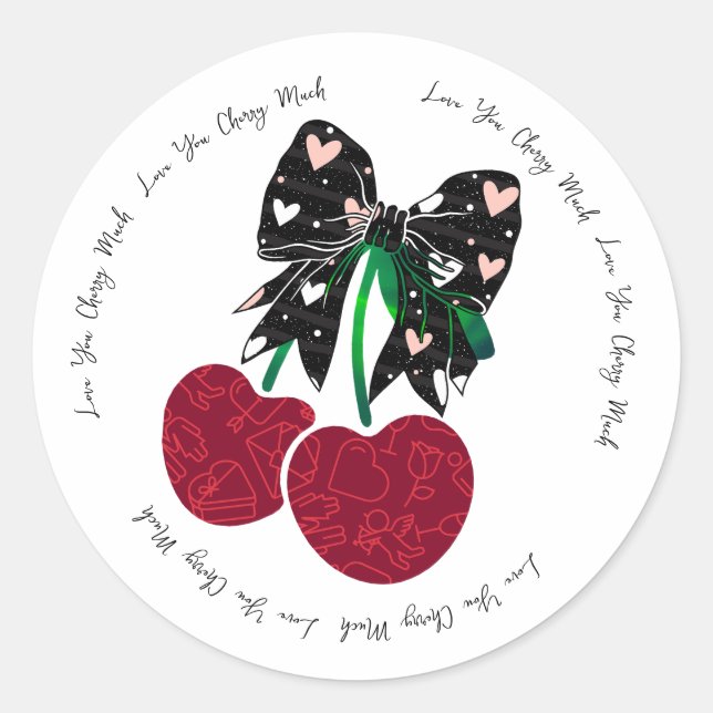 Sticker Rond Love cerise beaucoup de fruit drôle (Devant)