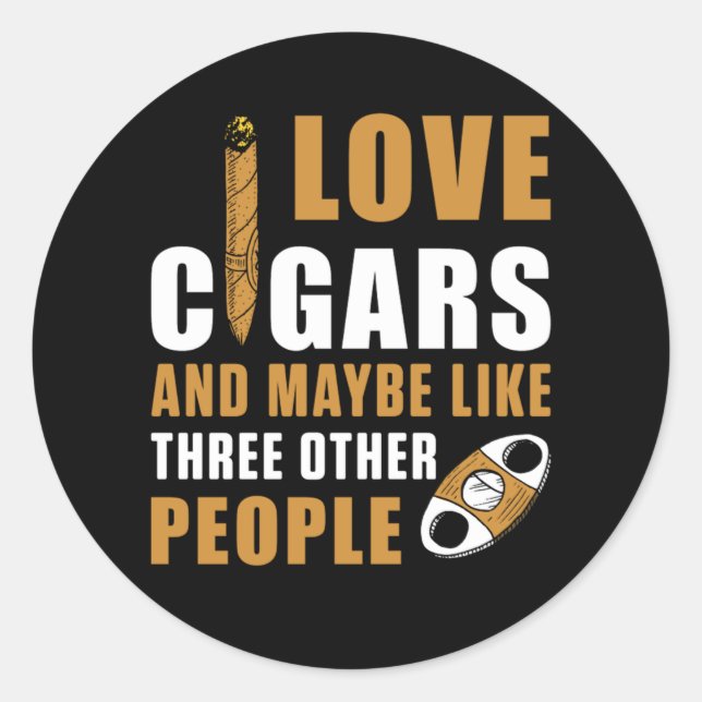 Sticker Rond Love Cigars Humidor Cutter Tobacco Cigar Smoker Gi (Devant)