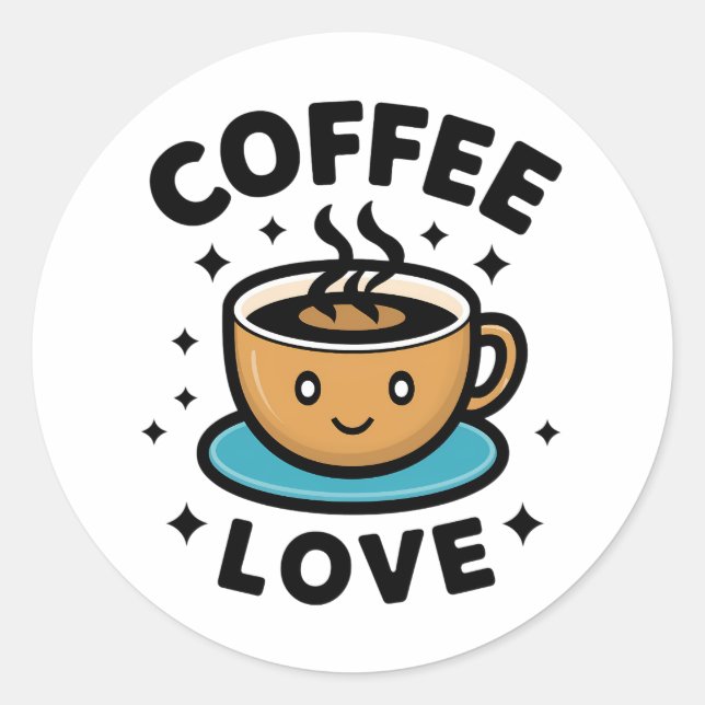 Sticker Rond Love Coffee (Devant)