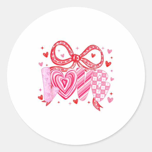 Sticker Rond Love Coquette Bow Leopard Hearts Valentine Women G (Devant)