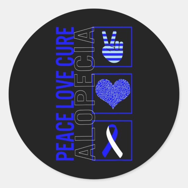 Sticker Rond Love Cure Alopecia Sensibilisation Ruban Warrior S (Devant)