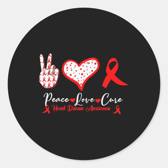 Sticker Rond Love Cure Cardiopathie Sensibilisation Cardiopathi (Devant)