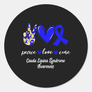 Sticker Rond Love Cure Cauda Equina Syndrome Blue Awareness