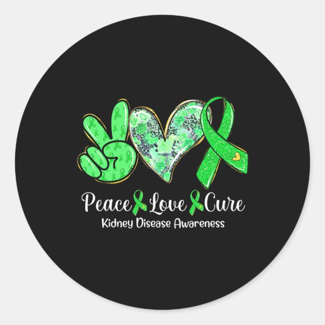 Sticker Rond Love Cure Green Ribbon Sensibilisation aux maladie (Devant)
