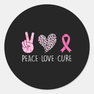 Sticker Rond Love Cure Heart Pink Ribbon Cancer du sein Prix