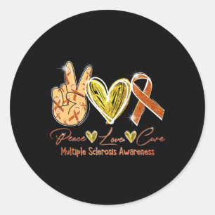 Sticker Rond Love Cure Multiple Sclerosis Sensibilisation Orang
