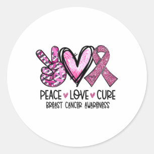 Sticker Rond Love Cure Pink Ribbon Cancer Sensibilisation du se