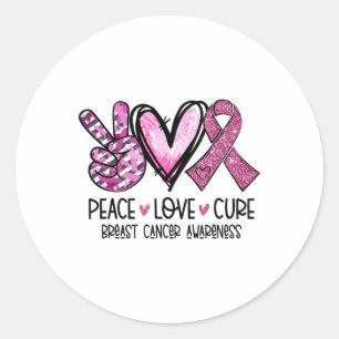 Sticker Rond Love Cure Pink Ribbon Cancer Sensibilisation du se