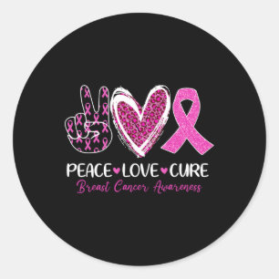 Sticker Rond Love Cure Pink Ribbon Sensibilisation au cancer du