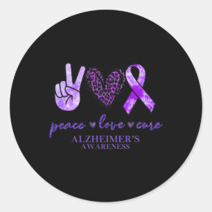 Sticker Rond Love Cure Ribbon Leopard Alzheimerheimer Cerveau A