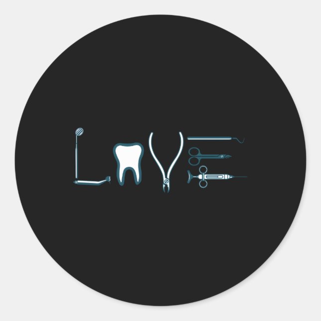 Sticker Rond Love Dental Dentistry Dentiste Dentiste (Devant)