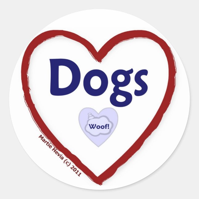 Sticker Rond Love Dogs (Woof) (Devant)