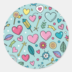 Sticker Rond Love Doodle Tapestry
