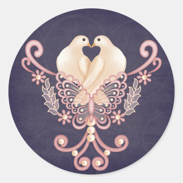 Sticker Rond Love Doves (Devant)