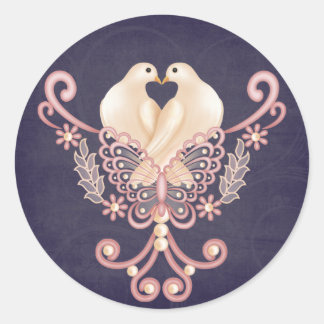 Sticker Rond Love Doves