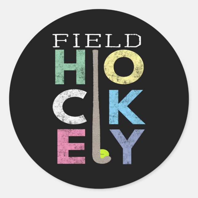 Sticker Rond Love Field Hockey produit amusant (Devant)