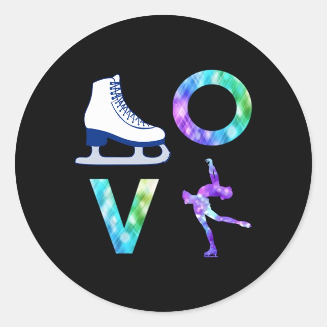 Sticker Rond Love Figure Patinage Patinage sur glace (Devant)