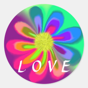 Sticker Rond Love Flower