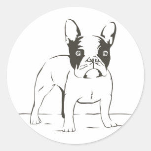 Sticker Rond Love French Bulldog Chien Chien Chien Chien Chien