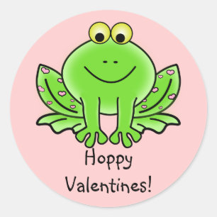 Sticker Rond Love Frog Drôle Salutation : Hoppy Valentine's Day