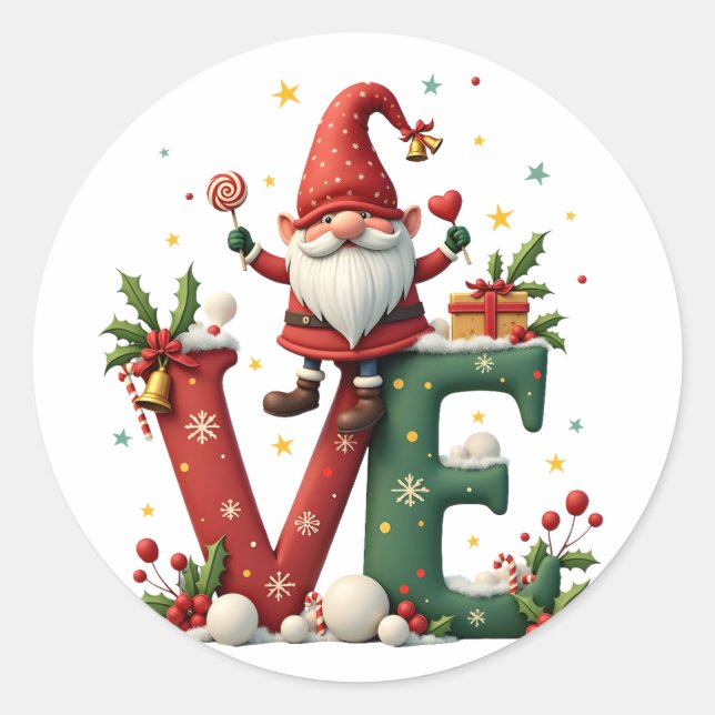 Sticker Rond LOVE Gnome Christmas (Devant)