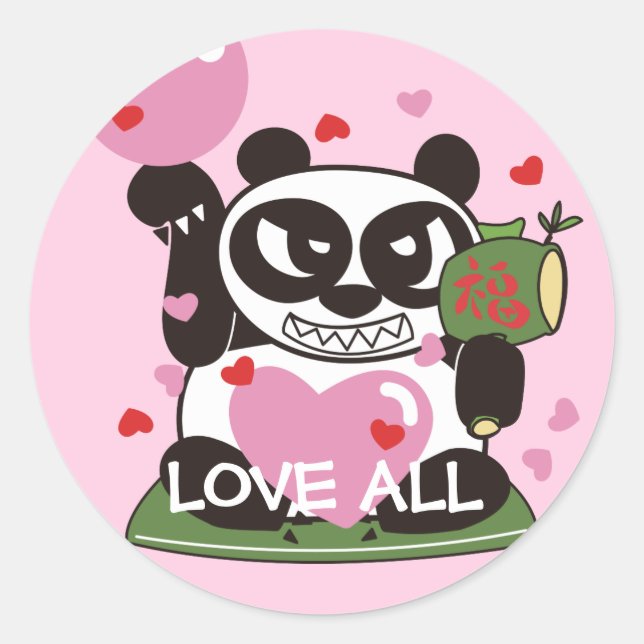 Sticker Rond Love God Panda Lucky Charm (Devant)