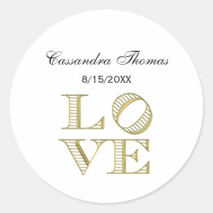 Sticker Rond LOVE Graphic Text - Faux Gold