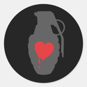 Sticker Rond Love Grenade - L'amour est un champ de bataille