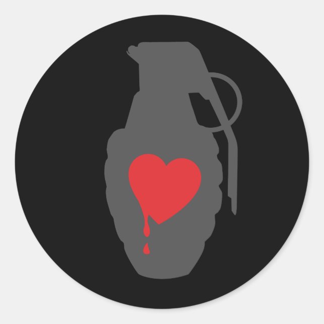 Sticker Rond Love Grenade - L'amour est un champ de bataille (Devant)
