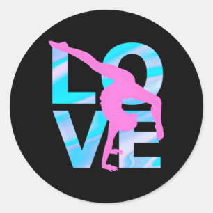 Sticker Rond Love Gymnastique Gymnaste Turns Flips
