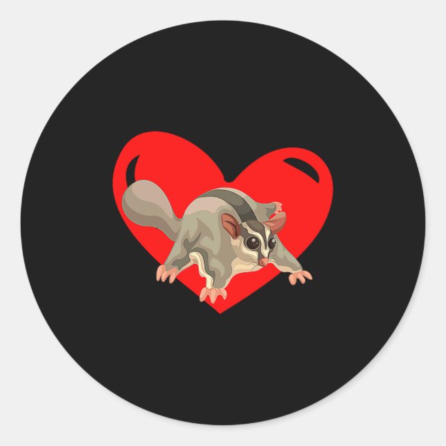 Sticker Rond Love Heart Graphic Valentines Day Sugar Glider Bo  (Devant)