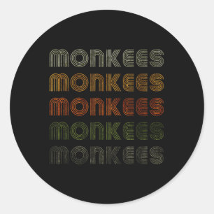Sticker Rond Love Heart Monkees Tee Grunge Style Vintage Noir