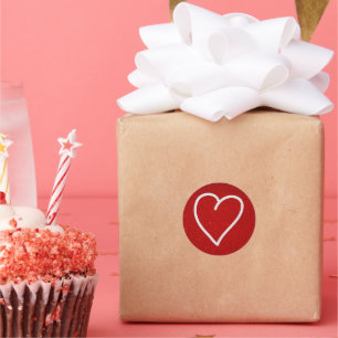 Sticker Rond Love Heart Parties scintillant blanche Valentine's